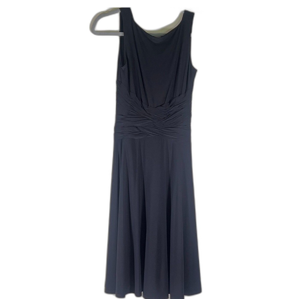 Black Sleeveless Midi Dress Ruched‎ Waist Elegant Party Cocktail - Size 6